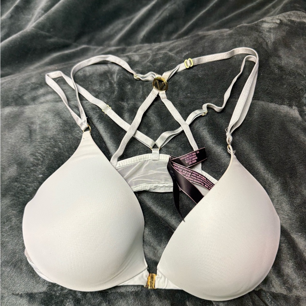 Victoria's Secret Baby Blue Bra with Gold Accents